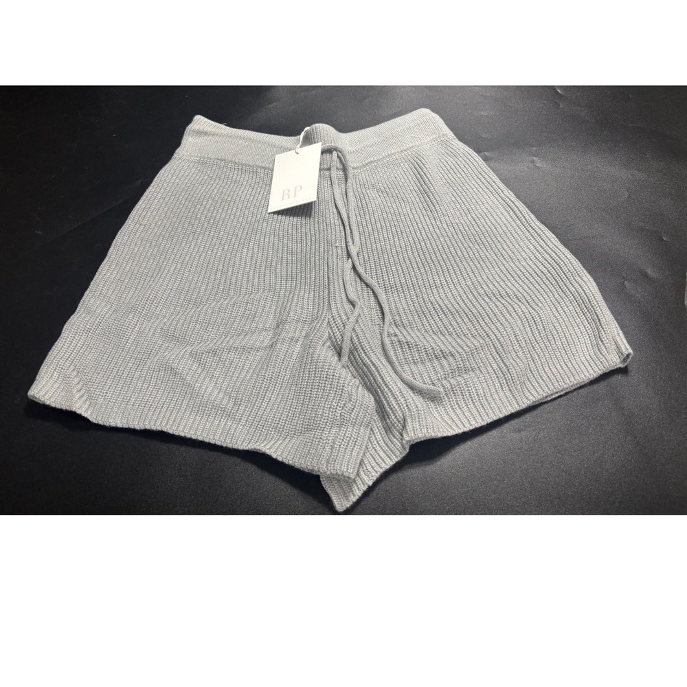 Rachel Parcell Pull On Sweater Short Harbor Mist Grey Ribbed Knit Medium‎